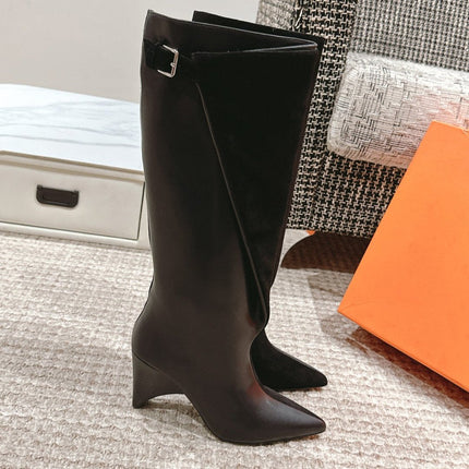 HILONA 6 CM BOOTS IN BLACK CALFSKIN AND SUEDE