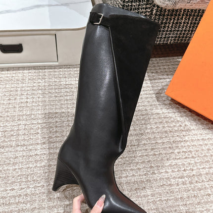 HILONA 6 CM BOOTS IN BLACK CALFSKIN AND SUEDE